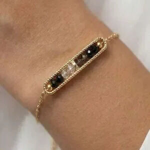 Gold Bar Bracelet Minimalist Adjustable Chain Bracelet